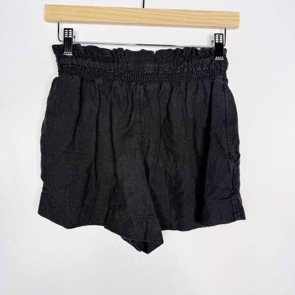 Abercrombie & Fitch Womens XSmall XS Black Linen Blend Tie Waist Shorts Casual - Picture 2 of 6